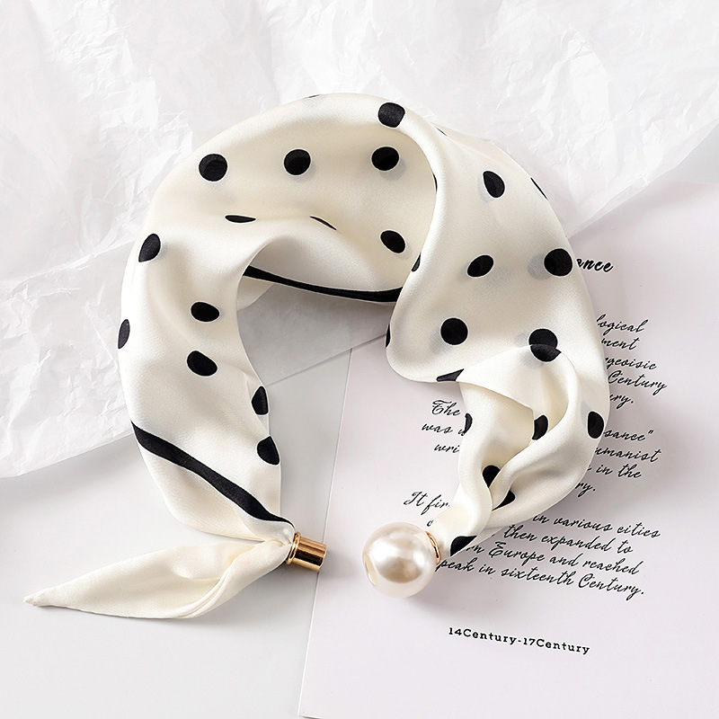 女性用、新作パールバックル付きシルクスカーフ、プリント柄、薄 - Face Scarf Mask のレビューと価格
