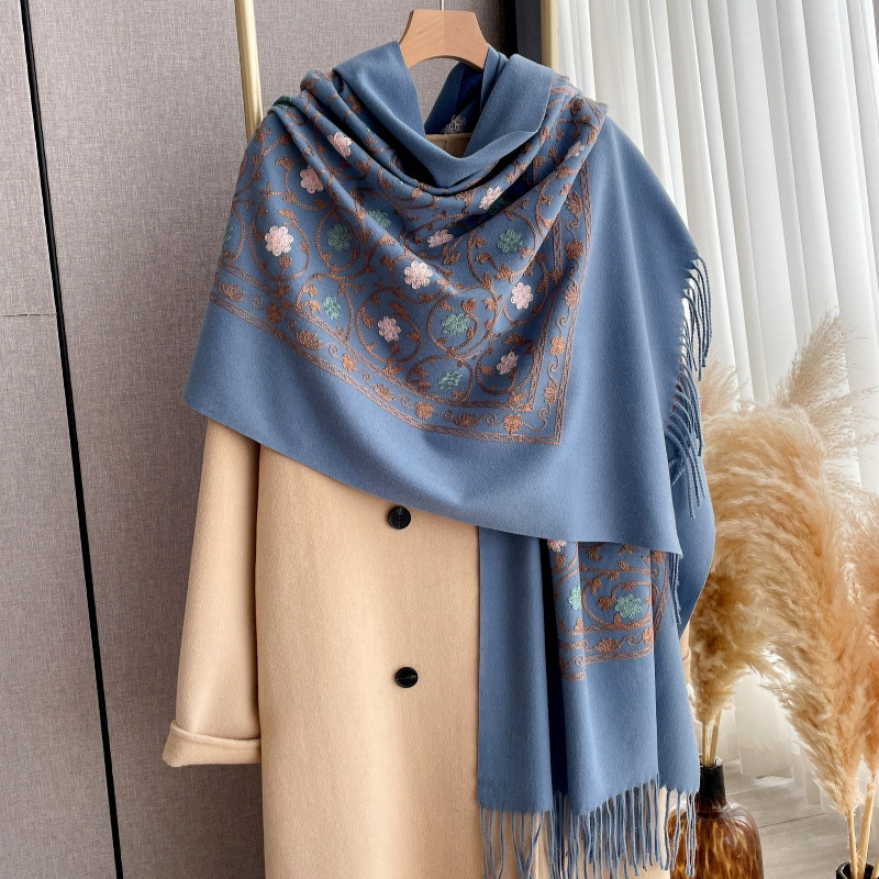 2025年新作 刺繍入りカシミヤスカーフ レディース 冬用シ - Woven Scarf Blanket のレビューと価格