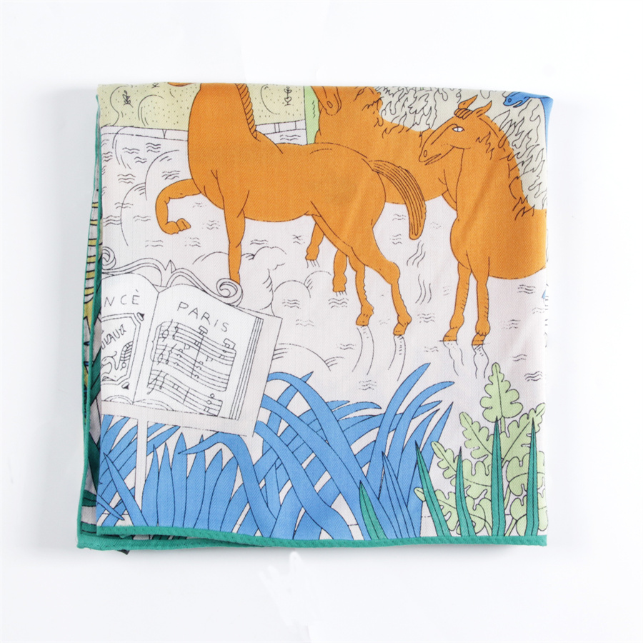 Pobing シルクカシミヤスカーフ女性手巻きジャングル動物 - Scarf Silk Square のレビューと価格